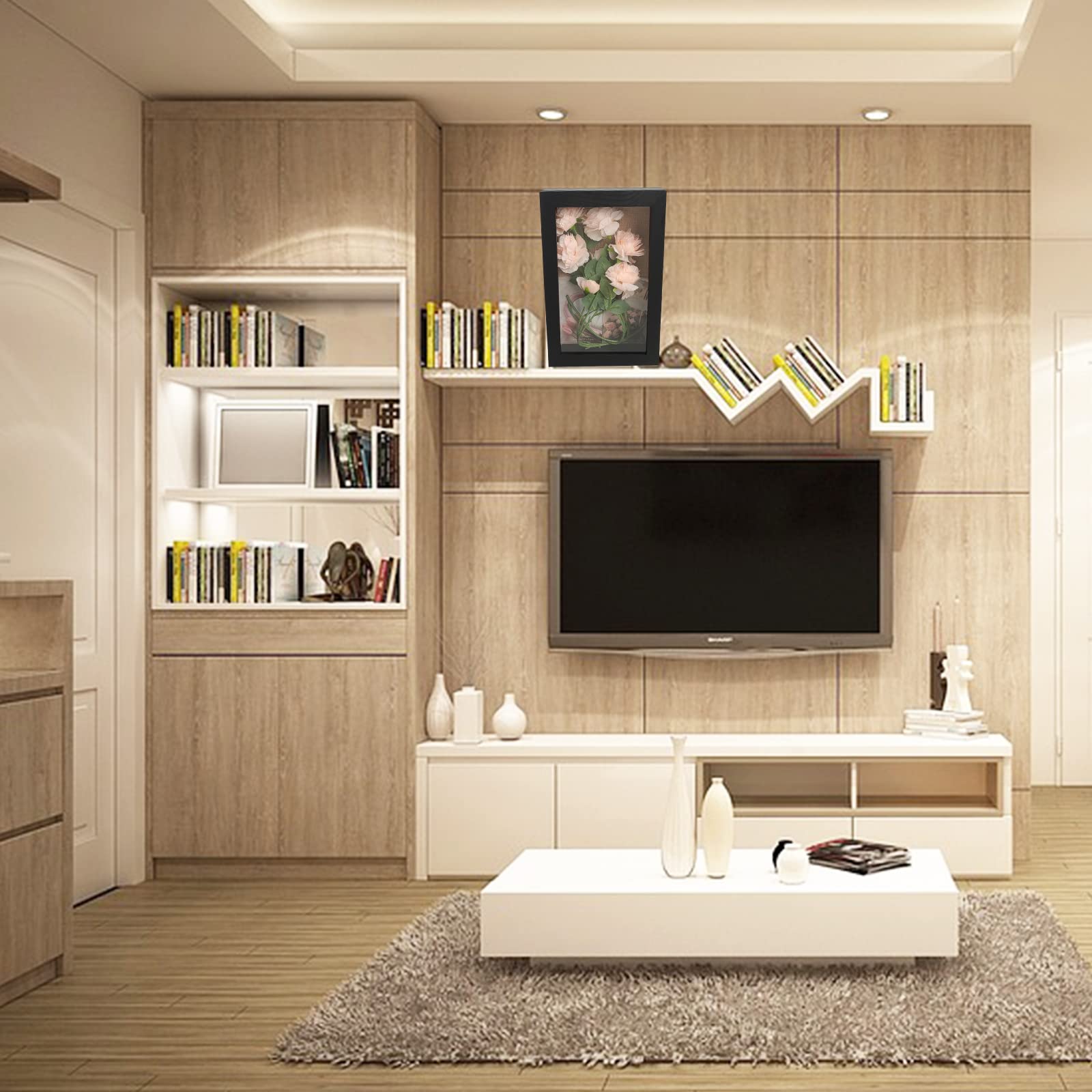 WANLIAN Shadow Box Frame 8x12.5inch Shadow Box Display Case Cabinet Picture Frame with Linen Back Memorabilia Awards Medals Bouquet Photos Badge Wedding Memory Box for Keepsakes Large (Black)