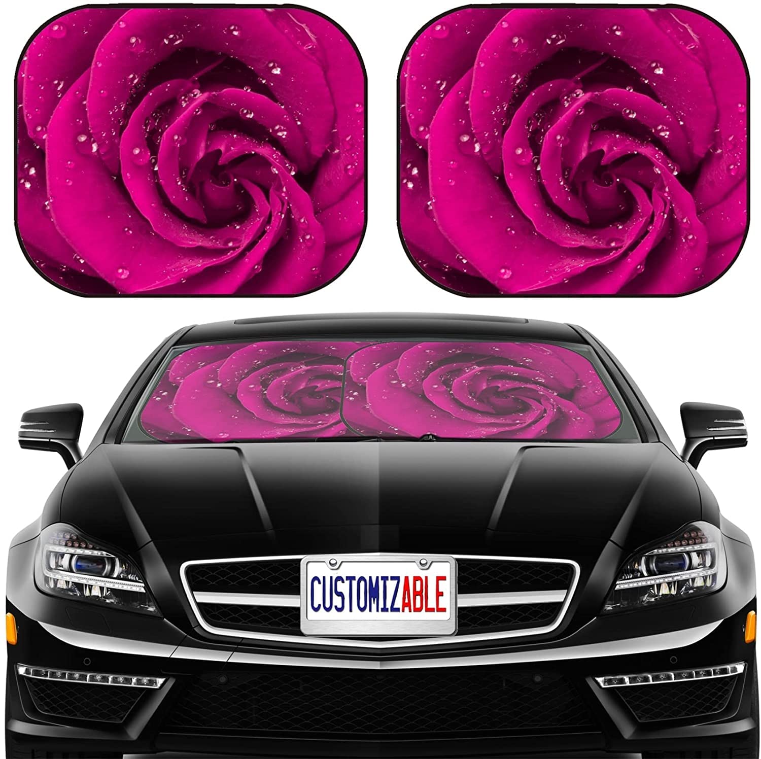 MSD Car Sun Shade Windshield Sunshade Universal Fit 2 Pack, Block Sun Glare, UV and Heat, Protect Car Interior, Image ID: 10137446 Close up of Pink Rose…