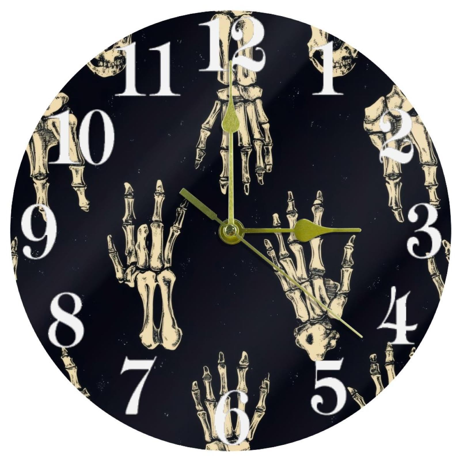 Horloge murale squelette à quartz sans tic-tac et fonctionnement à piles