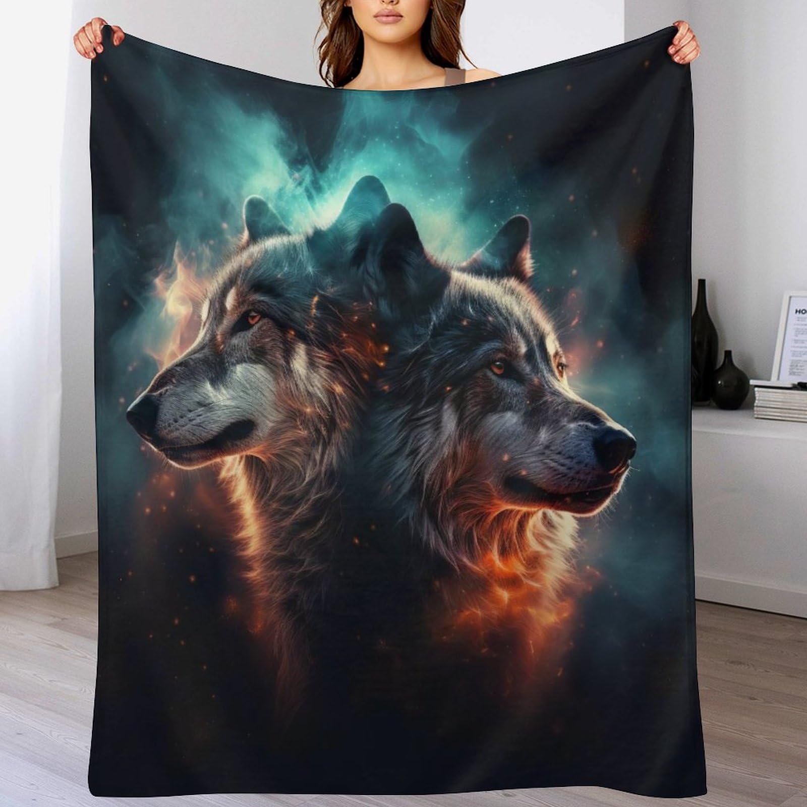 Plaid loup 3D couverture de canapé pour vos soirées cocooning