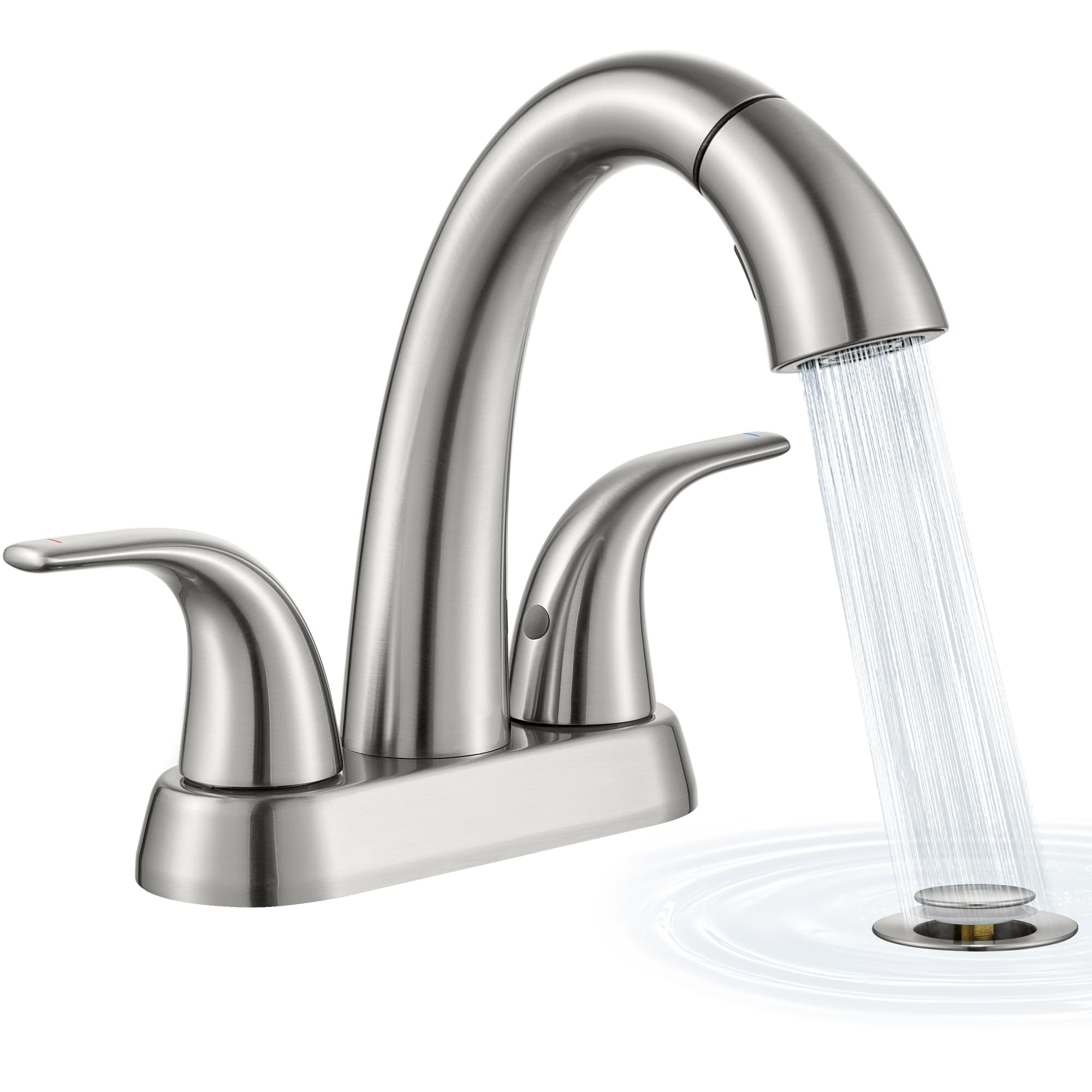 Ultimate Unicorn Pull Down Bathroom Sink Faucet, Brushed Nickel 4 Inch