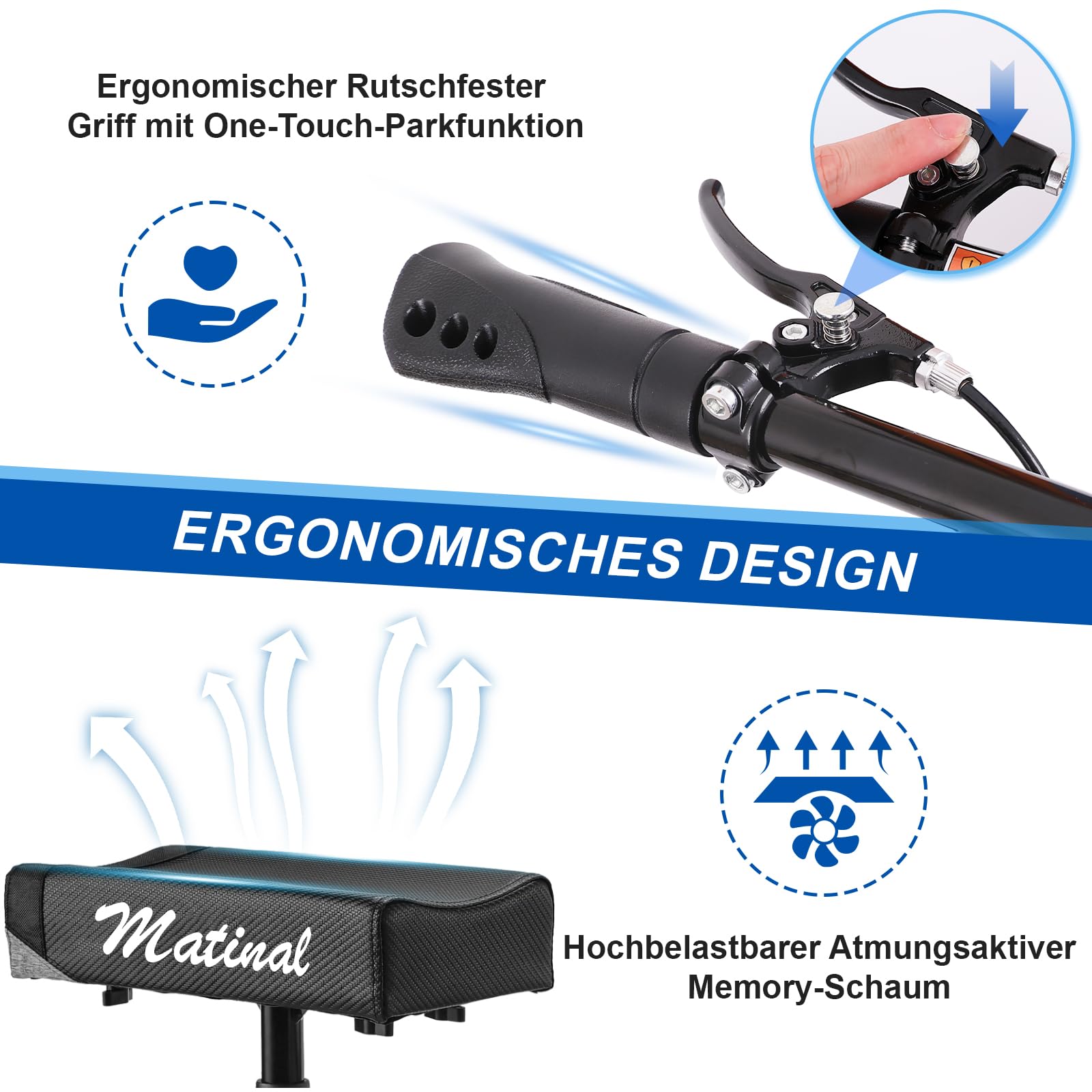Knie Roller mit Stoßdämpfung, Krücken-Alternative 136kg, Schwarz | faltbarer Knie Roller Kohlenstoffstahl, leichter Knie Scooter nach Fuß OP, inkl. abnehmbarer Tasche & 20 cm Vorderrad