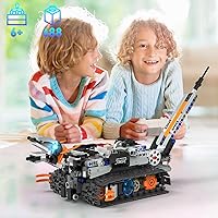 Vista 6 de Kit de construcción de robot STEM 5 en 1 para niños de 6 a 14 años, aplicación y control remoto, robot de dinosaurio, juguetes de construcción