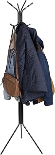 Mind Reader Standing Metal Coat Rack Hat Hanger 8 Hook, Single, Black