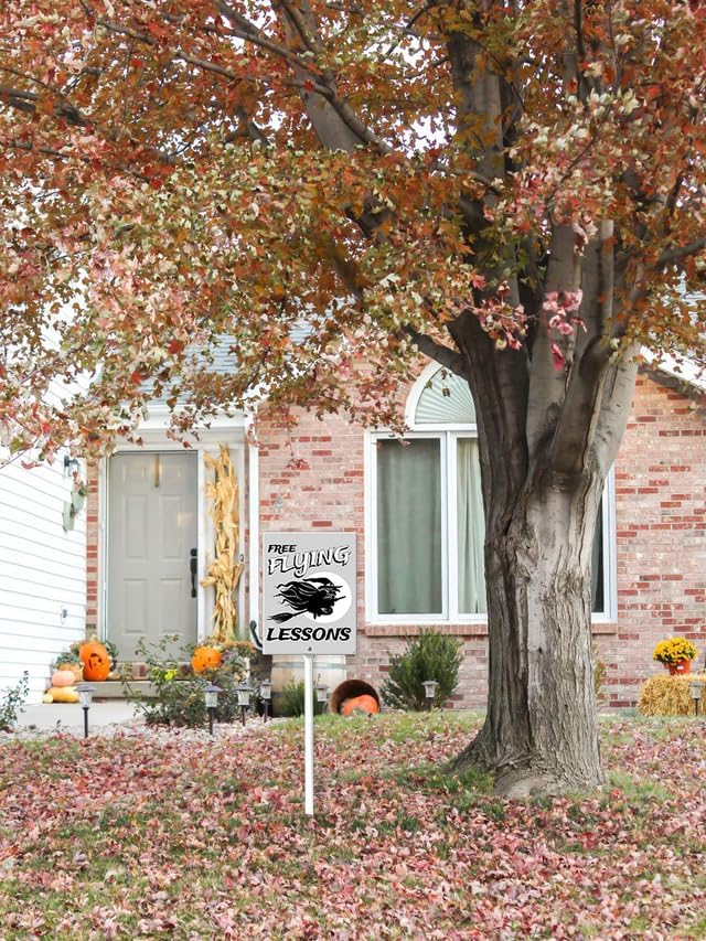 Miniatura 14 de Eveokoki Halloween Yard Sign Flying Lessons Decorations Yard Signs Decorative Garden Stakes Aluminum Outdoor Lawn Signs for Halloween Party Yard