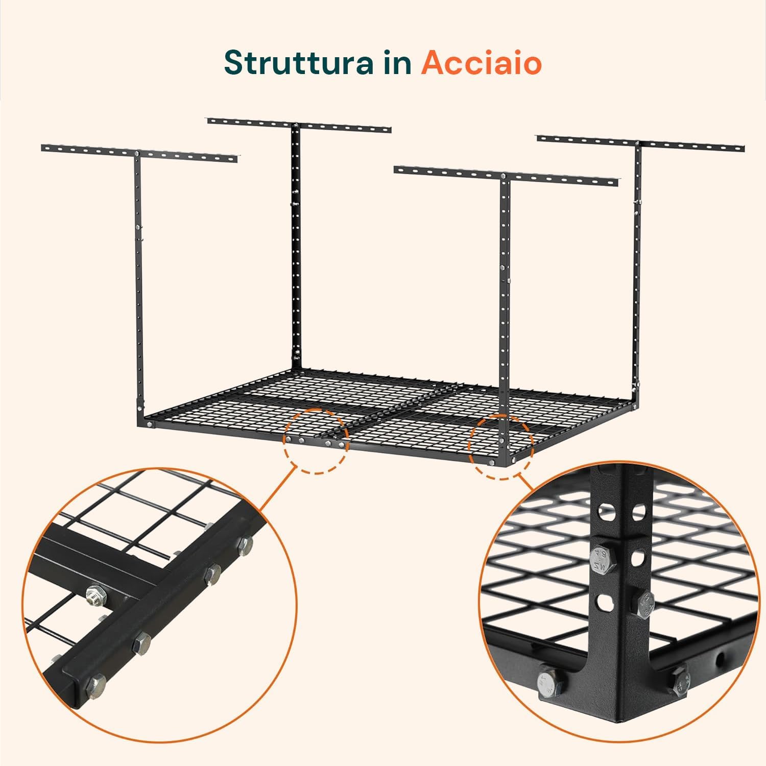 Wintem Estantería Flotante 183 x 91 cm Altura Ajustable 60-100 cm Metal para Garaje