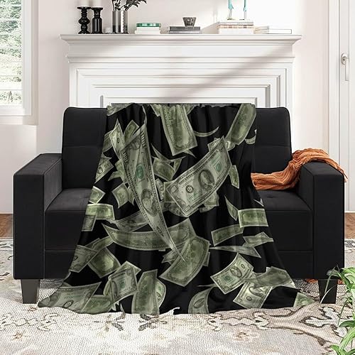 Miniatura 2 de Acogedora manta de forro polar de franela para sofá cama, compatible con dinero de billetes estadounidenses, manta ligera y mullida, manta