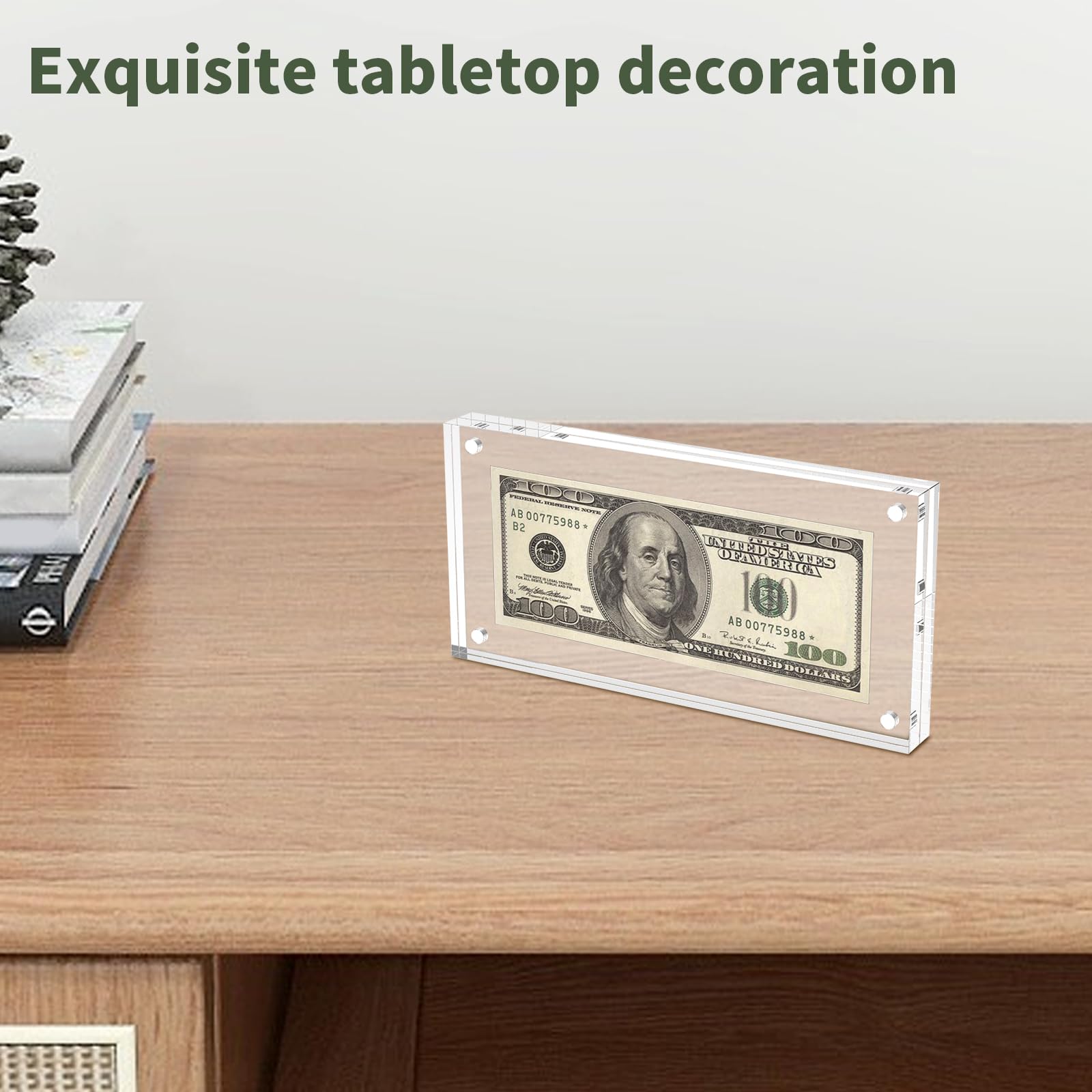Lot De 2 Cadres Pour Billet De Dollar, Présentoir De Monnaie Pour Collectionneurs, Vitrine En Acrylique, Cadre De Protection Pour Ticket D'argent Pour Collection Et Cadeau D'anniversaire, 19,8 X 10,4