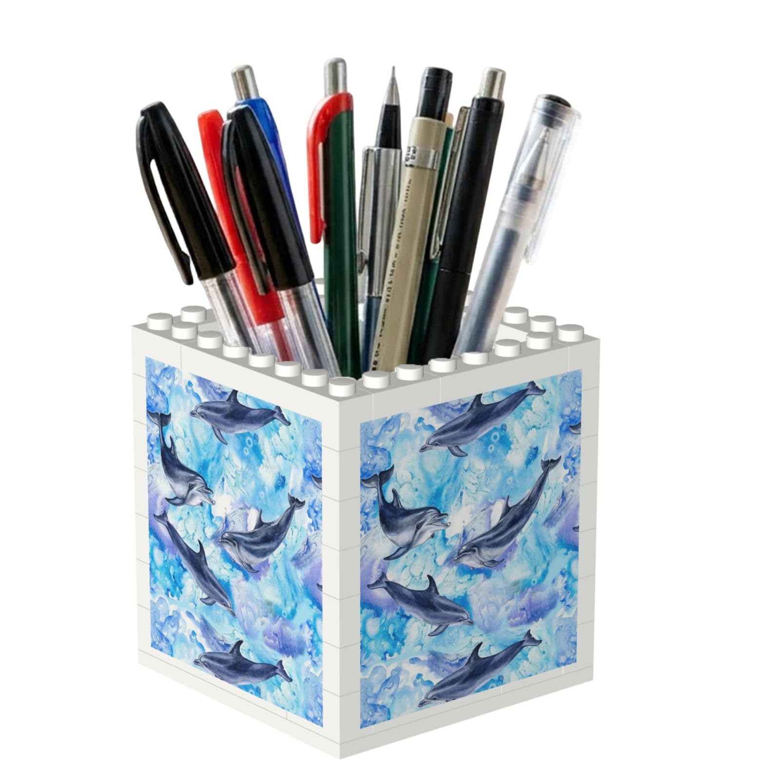 Poadnly Painting Dolphin, Pen Pot Pencil Holder for Office Home School, Compact Desk Organiser for Office Stationery