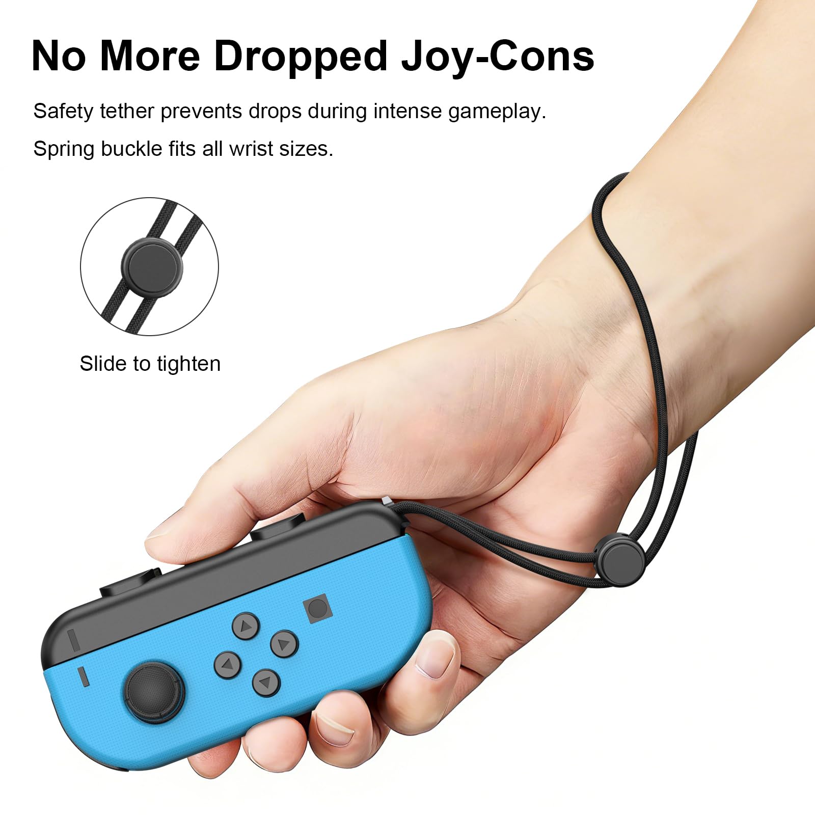 2 Pack Wrist Strap for Switch Joycon, Replacement Accessories for Joy Con Straps (Black) - 5