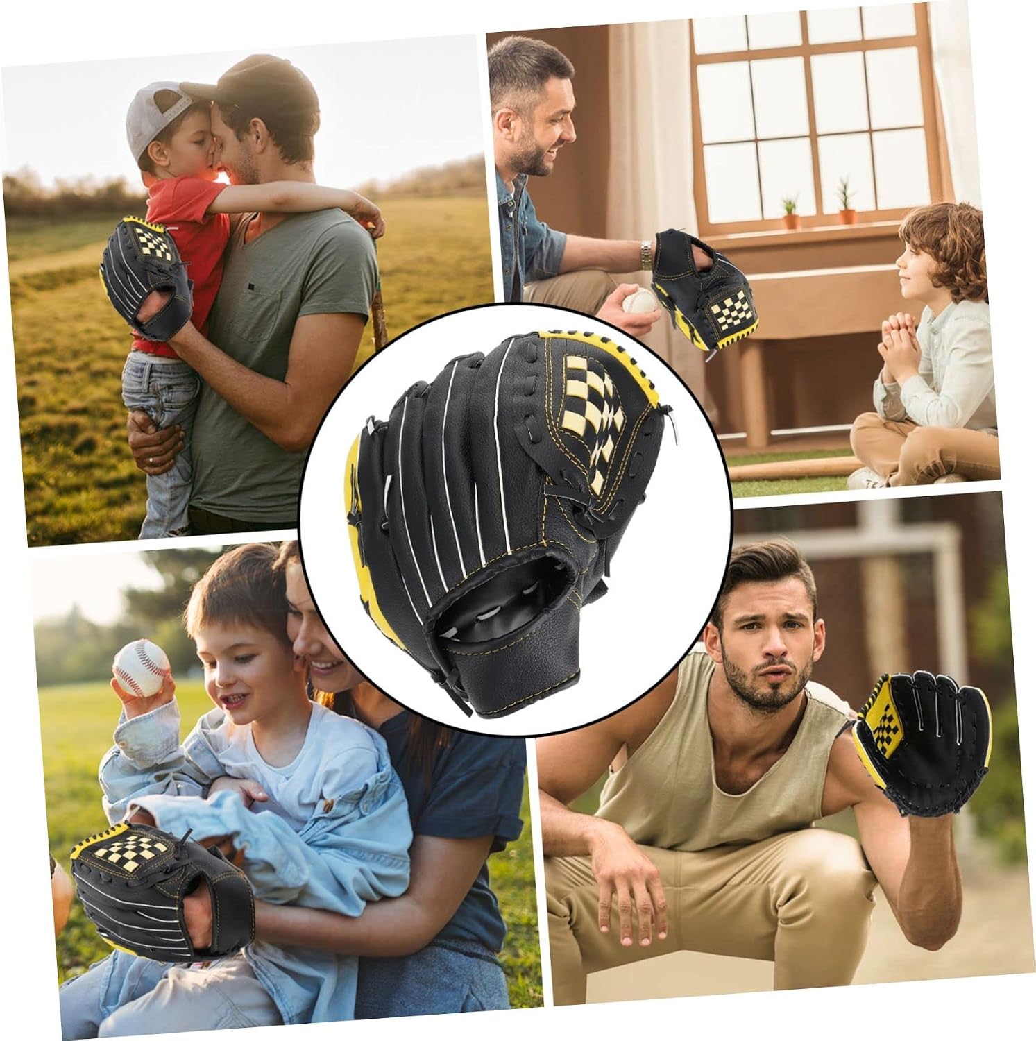 Left Handed Baseball Glove for Youth PU Softball Glove Padded Protection Sturdy Yellow Black Design for Safe Catching and Playing