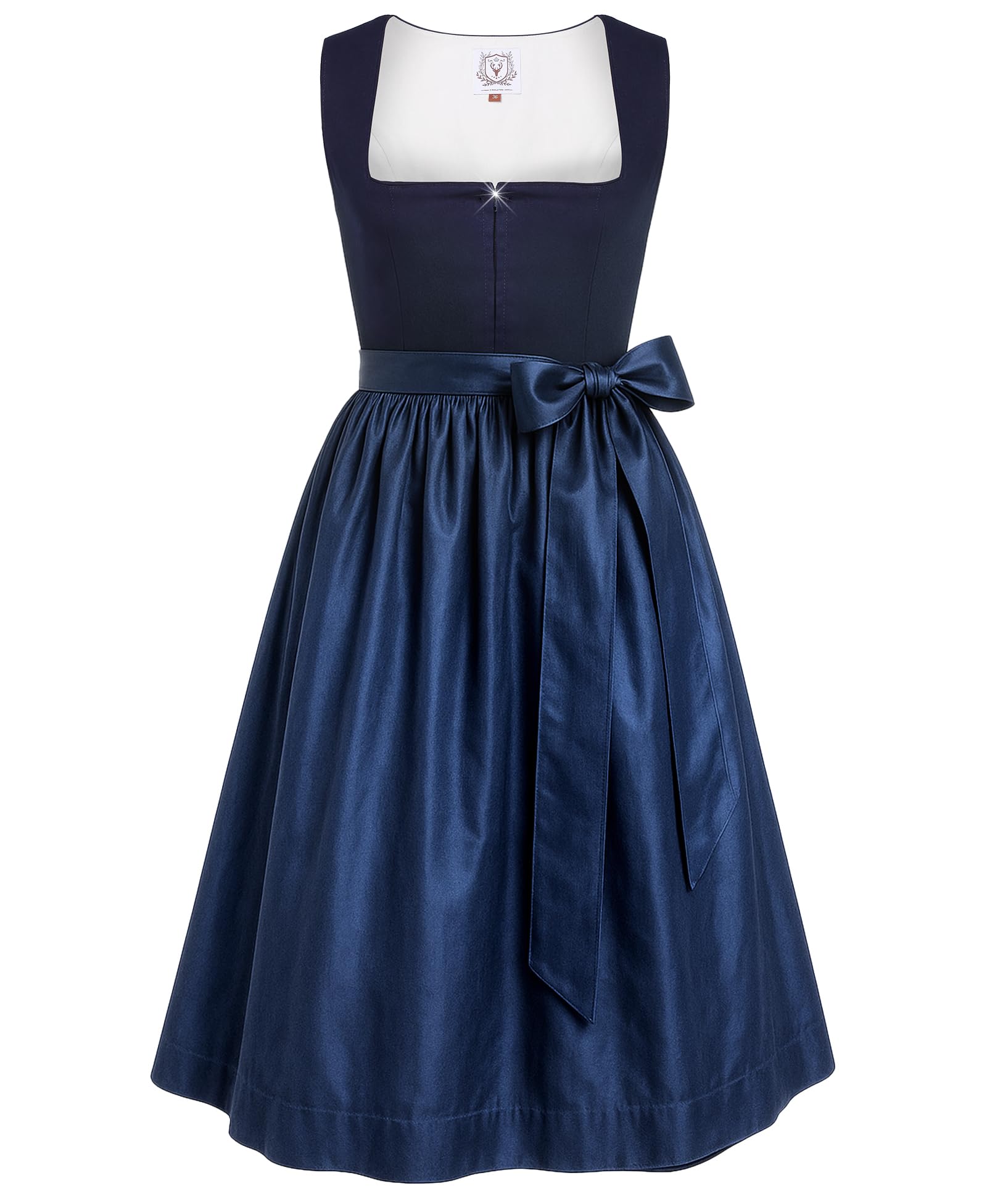 DIRNDLSTERN Damen Blau Ohne - Schnürung Midi Damen Outfit Oktoberfest 2025