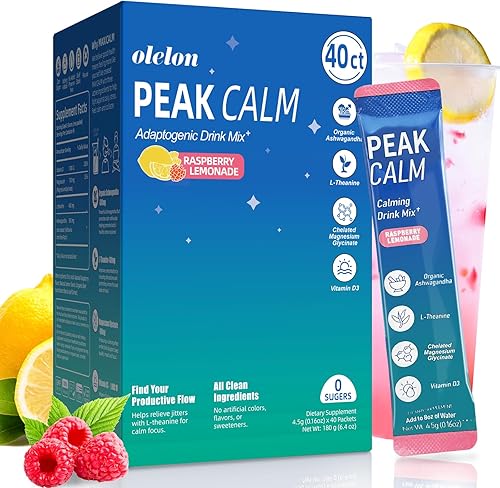 40 unidades Super Cortisol Calm Drink con glicinato de magnesio, Ashwagandha, L-teanina y vitamina D3  Polvo de glicinato de magnesio para