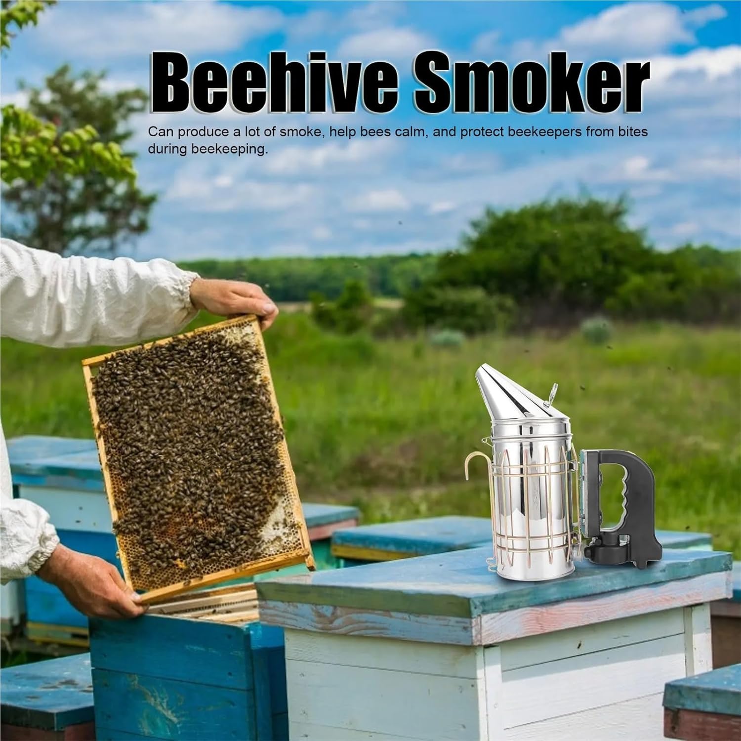 Beekeeping, Electric Beehive Fumigation Tool, Made of Stainless Steel, with Heat-Insulated Handle. Beekeeping Equipment,for Beekeepers