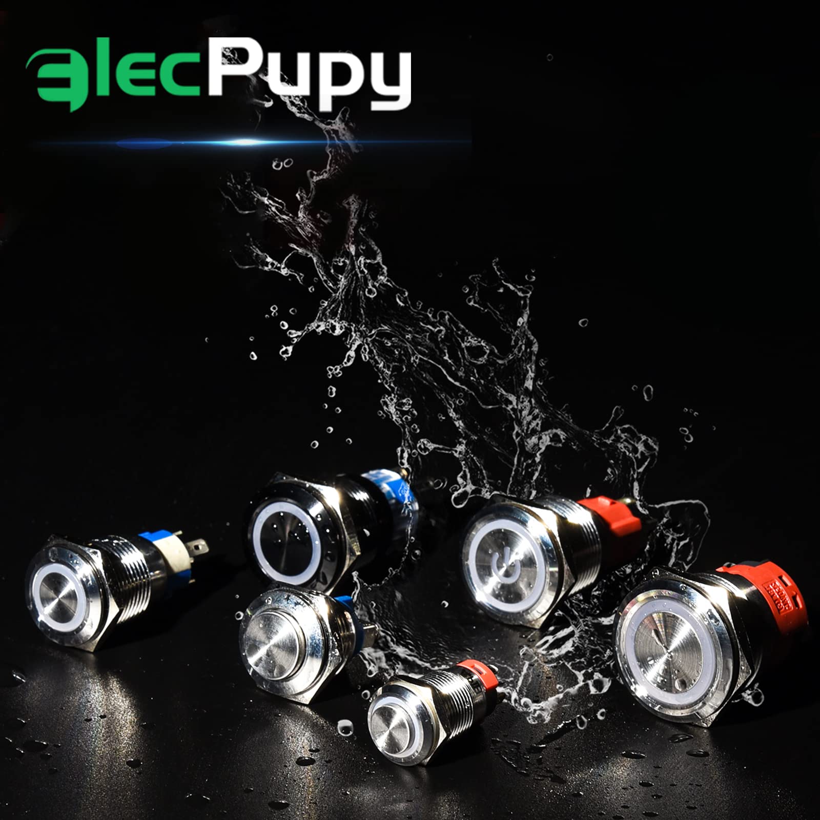 Amazon.co.jp: ELECPUPY 2個 モーメンタリ 押しボタンスイッチ