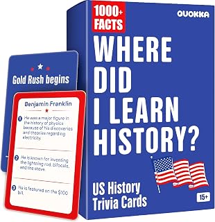 Quokka Trivia Game for Families - Fun Educational Trivia Cards | Where Did I Learn History - 250 Double-Sided History Cards, Chronology Card Game and Famous Fig