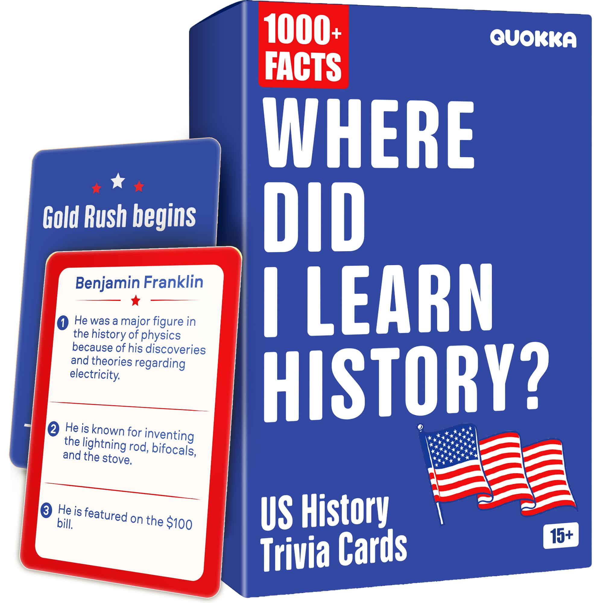 QUOKKA USA History & Personality Board Card Game - Istoria 500 Trivia Cards Double-Sided Deck - Fun Educational Trivia Games for Adults, Friends & Family Night - Ages 15+ — image 1