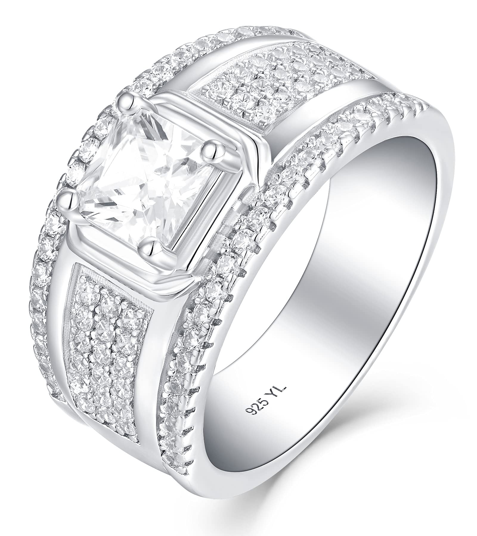 YL Men's Wedding Band Engagement Rings 925 Sterling Silver with