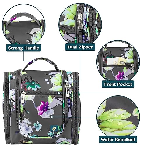 Miniatura 5 de PAVILIA Toiletry Bag Travel Bag for Women Men, Hanging Cosmetic Organizer, Water Resistant Makeup Bag for Accessories Toiletries, Large Travel Negro