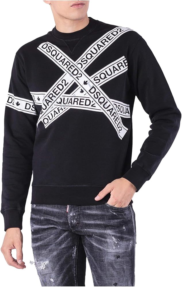 Amazon.co.jp: [DSquared2] Tape Logo Black Jumper : ファッション
