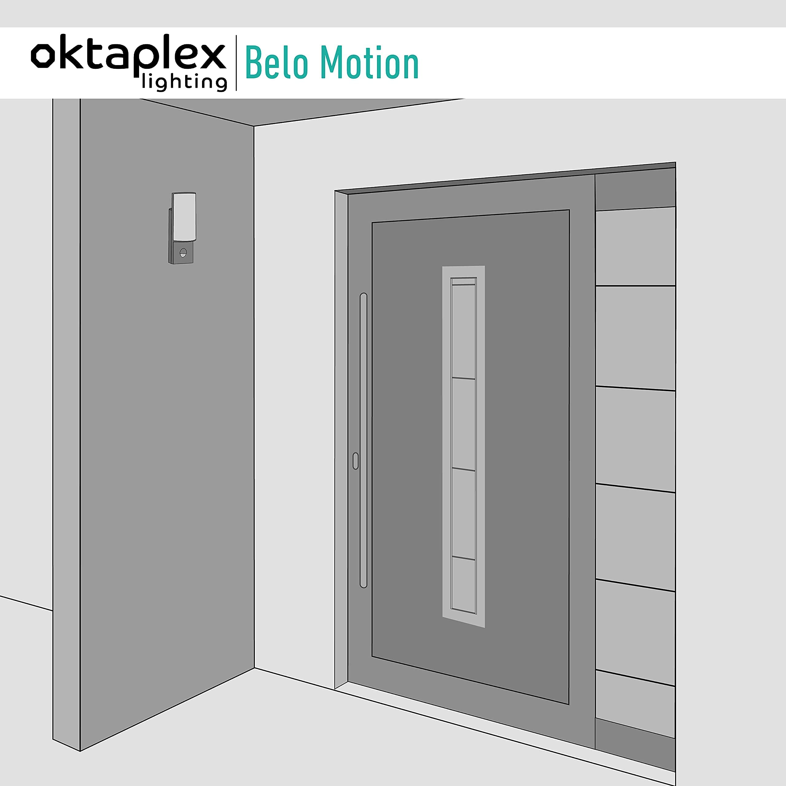 Oktaplex LED Außenleuchte mit Bewegungsmelder Belo 10W IP54 | Außenlampe anthrazit, Wand Außen, Außenwandleuchte Sensor, 3000K Warmweiß