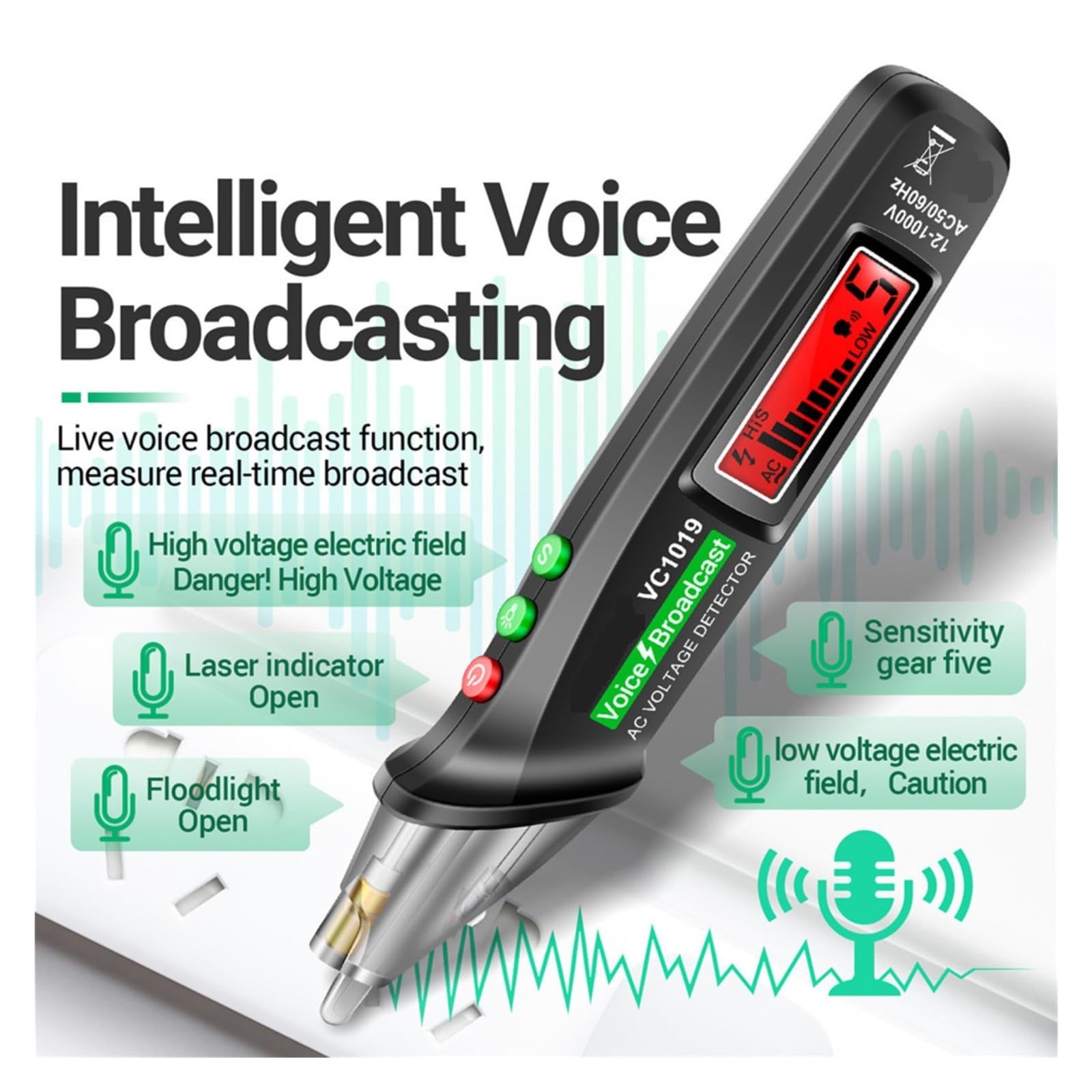 Bolígrafo Probador De Transmisión Voz Inteligente, Sensor Infrarrojo, Posicionamiento, Comprobador Voltaje, Detector Cables Eléctricos Identificación Precisa Eficaz