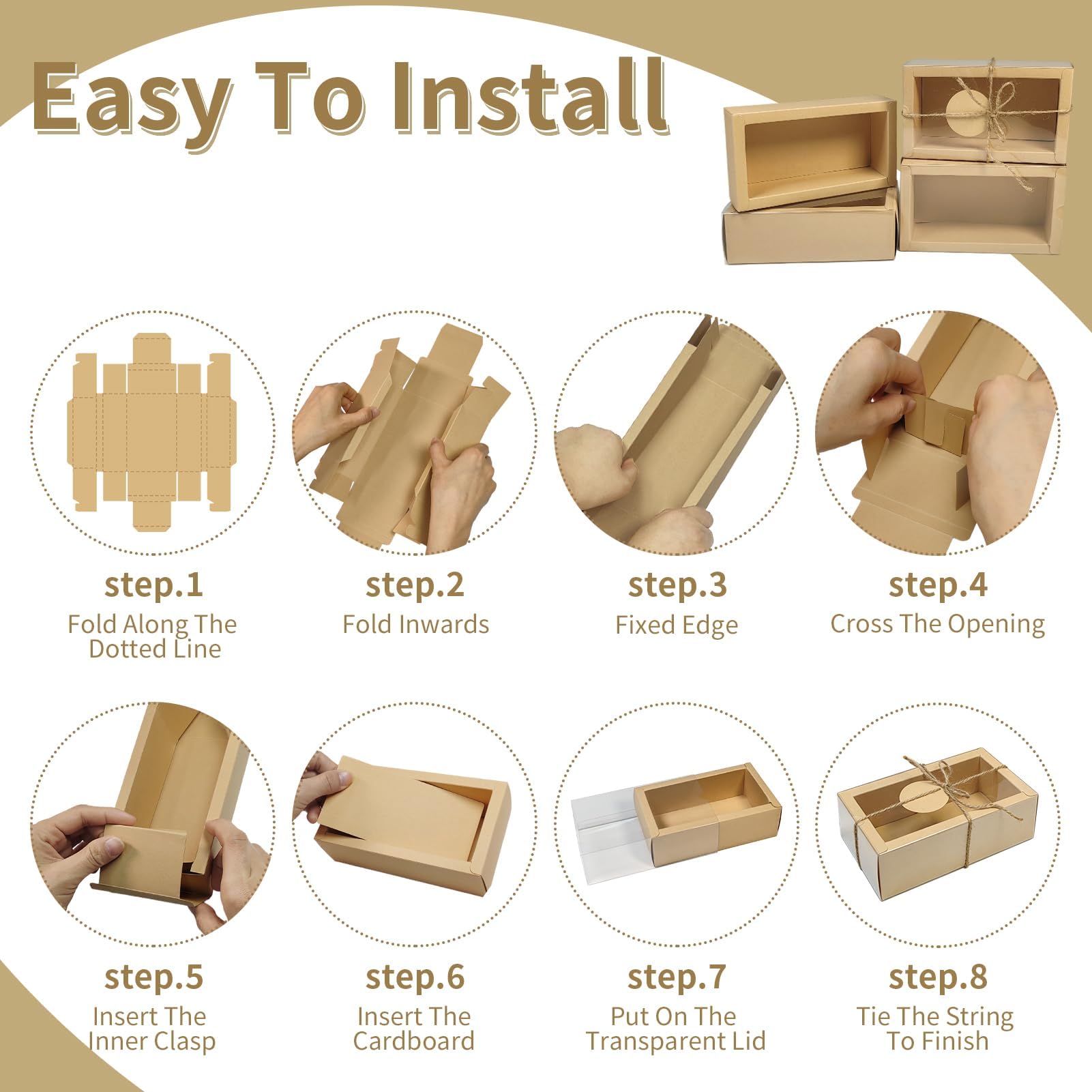 Confezione da 30 scatole in carta kraft con finestra, scatola regalo per sapone, dimensioni esterne 16,5 x 8,9 x 5,1 cm, piccola scatola regalo con etichette vuote, corda di iuta e rafia, ideali per