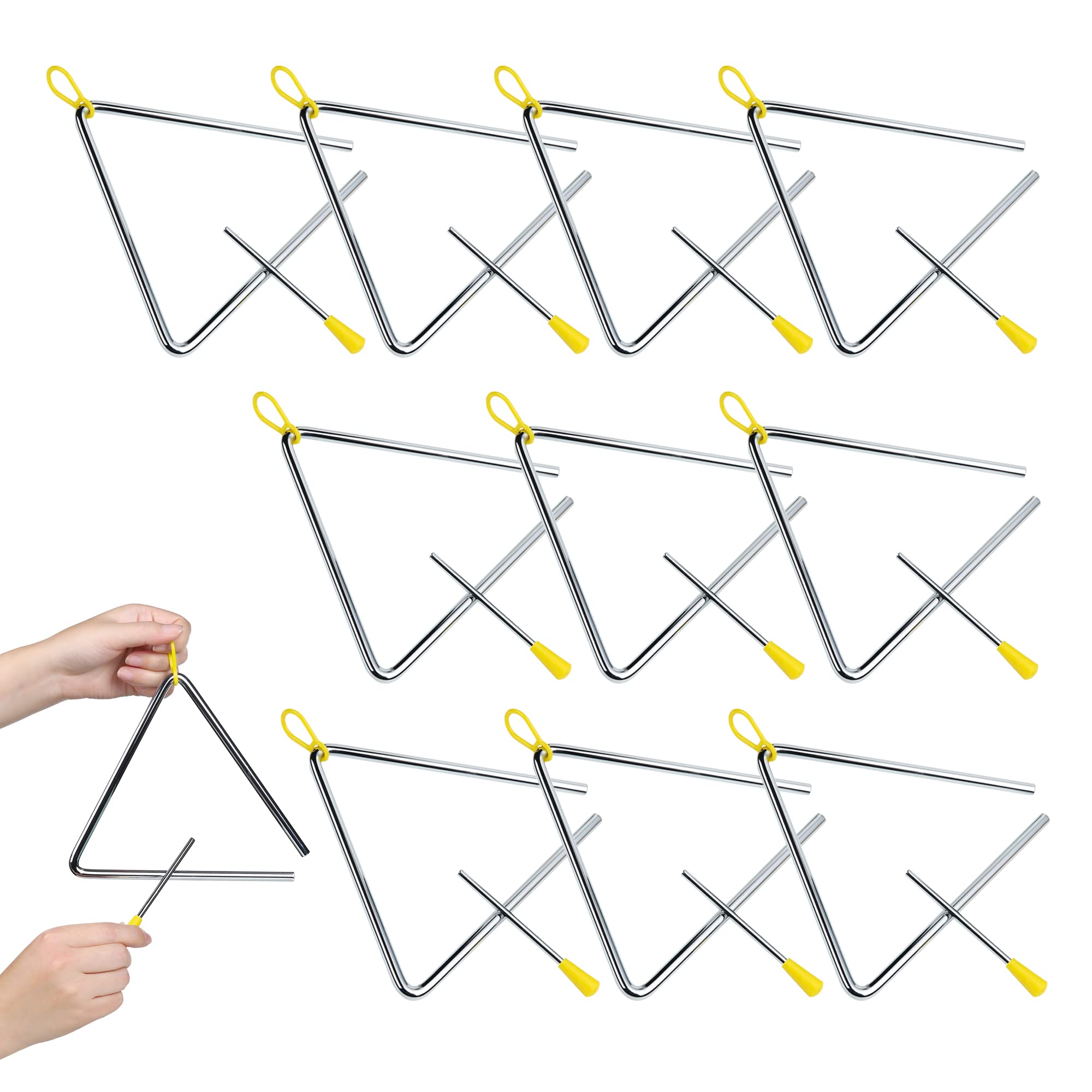 Photo 1 of 10 Pcs Musical Triangle Instrument, 6 Inch Steel Music Percussion Triangle for Kids Adults