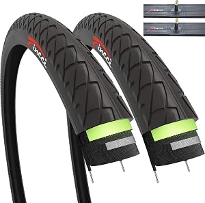 Set anvelope Fincci 26 x 1.95 slick cu camere cu supapă Schrader, protecție anti-pană 3mm - Pentru biciclete de oraș, șosea, MTB și hibrid