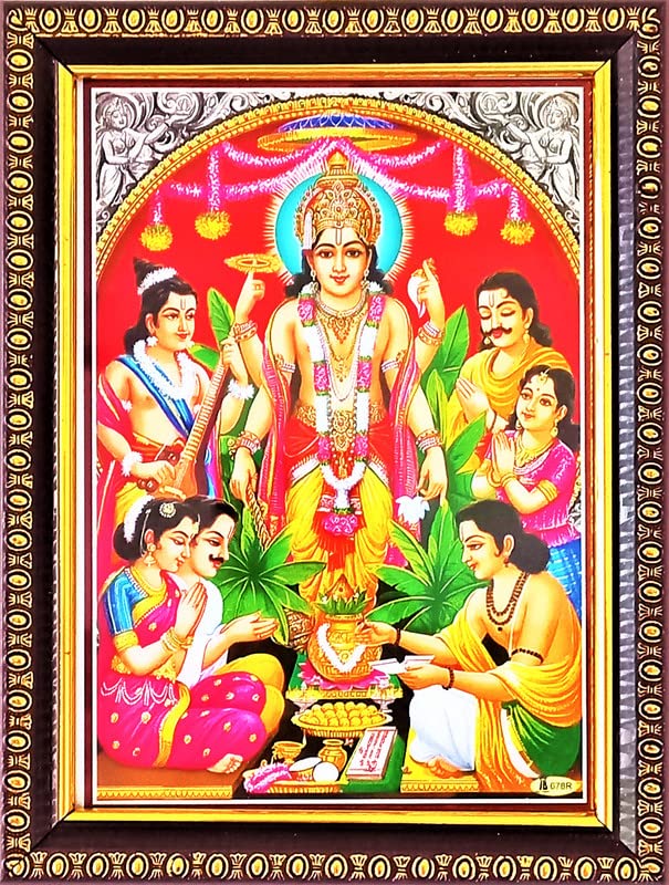 Shreya Arts Frame With Glass Wood Satyanarayan Puja Photo Frame (8 x 6