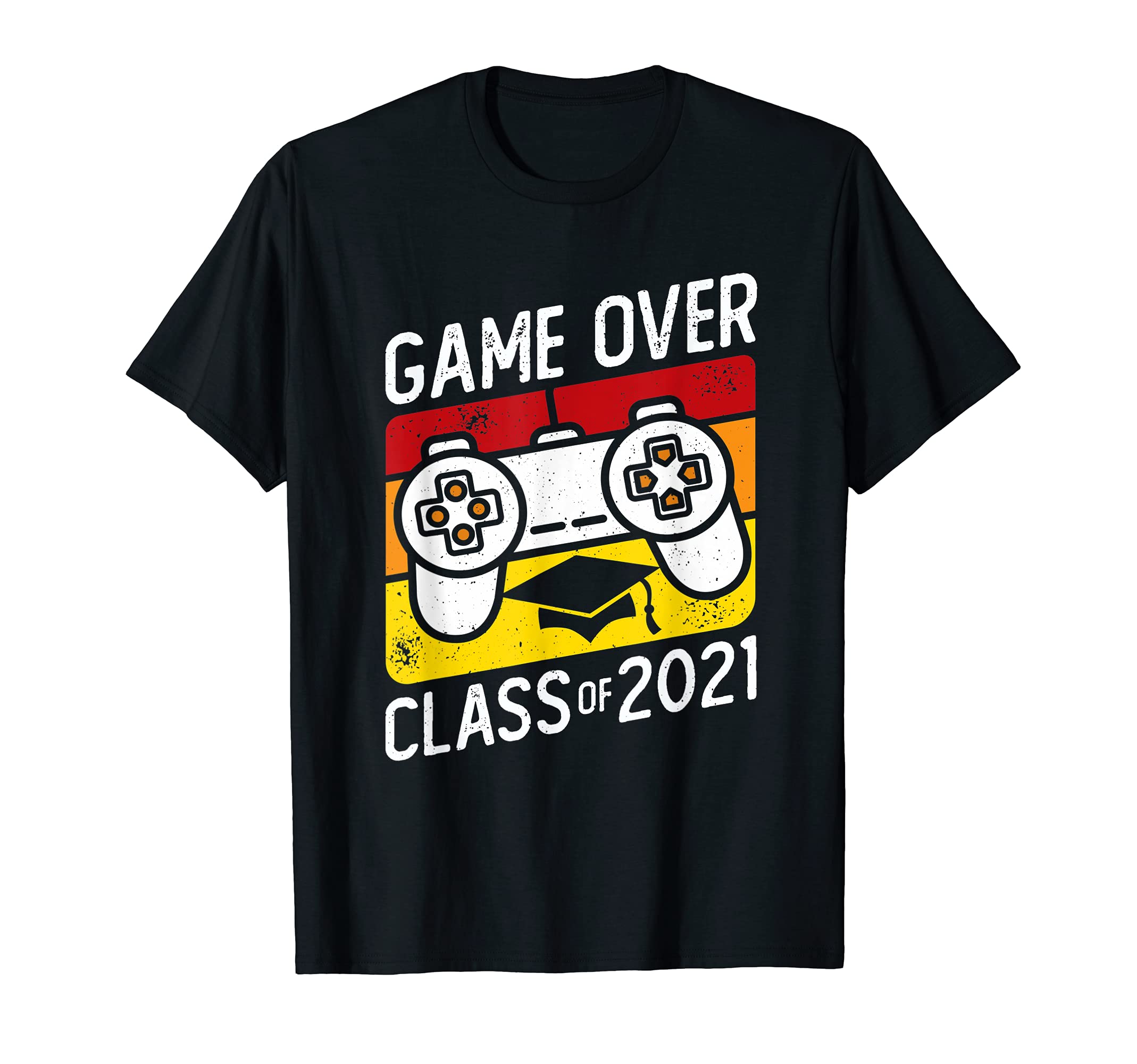 Game Over Class of 2021 Gamer Vintage Graduation T-Shirt, Black