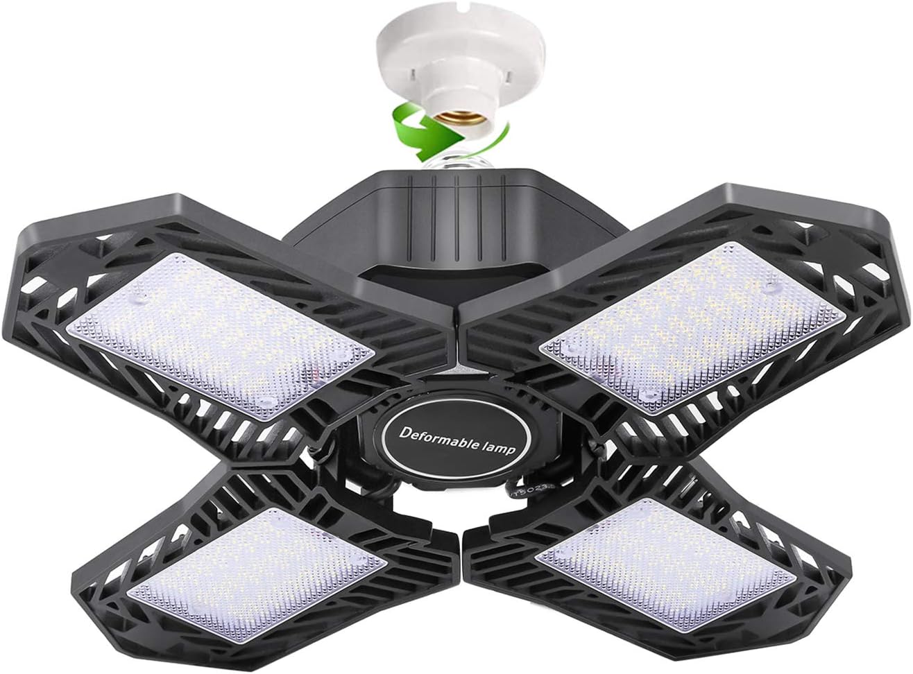 Onе-Dау Sаlе: Uр tо 40% оƒƒ 150 W Garage Light, 15000 Lumens Four Leaf Led Garage Lighting Garage Light Deformable Led Garage Ceiling Light CRI 80 Led Light for Garage Workshop Basement Laundry Room (Black)