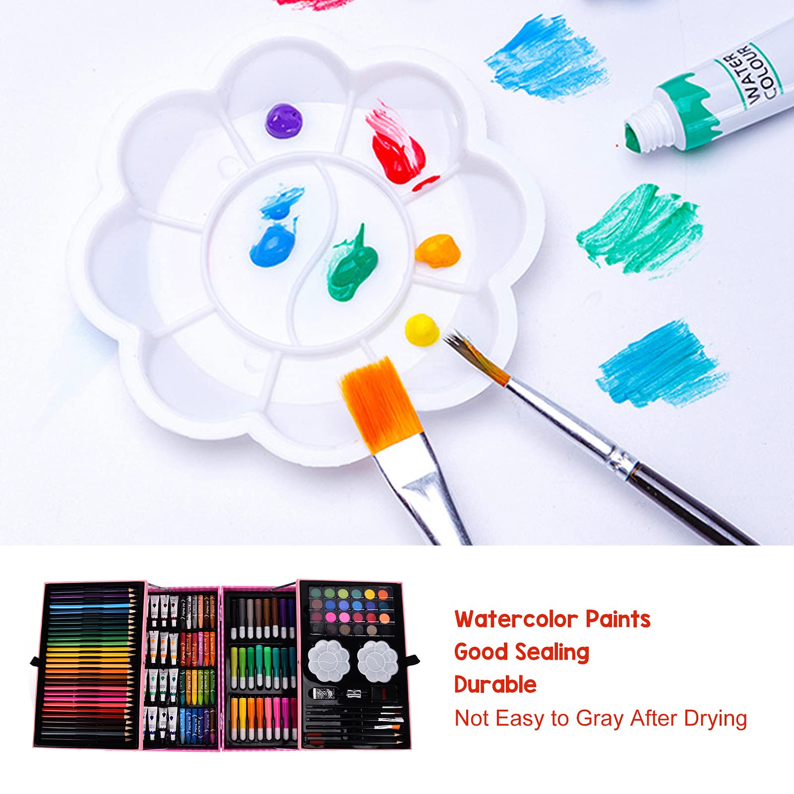 Zeichenbox, waschbar, geruchlos, bunt, sicheres Pigment, 2-lagige Aluminiumbox, Kunstset