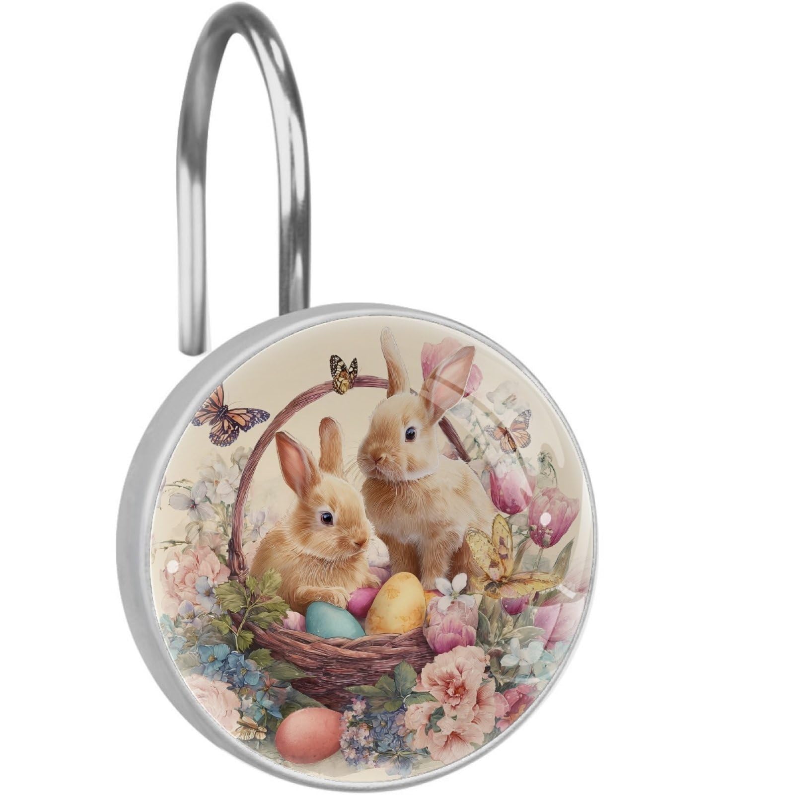 VAPOKF Shower Curtain Hooks, 12PCS Cute Rabbits Shower Curtain Hook for Bathroom Decors Home Bedroom