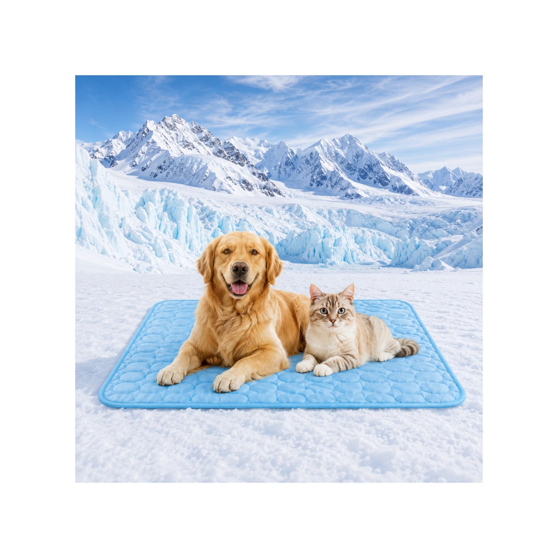 Dog & Cat Cooling Mat – Durable Washable & Reusable Pet Cool Mat for Home/Car/Travel, Non-Toxic Summer Cooling Bed, Ice-Silk Polyester Material, Non-Slip Mesh Bottom