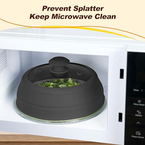 Miniatura 2 de Microwave Splatter Cover – Glass & Silicone Microwave Cover for Food with Vented Lid, Fits 6-8 Inch Plates & Bowls, Prevents Mess & Soggy Leftovers