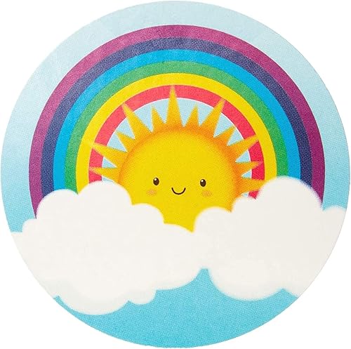 Miniatura 5 de BLUE PANDA Rollo de calcomanías de arcoíris de 1.5 pulgadas, 1000 unidades, rollo de calcomanías de arcoíris y sol para recuerdos de fiesta para
