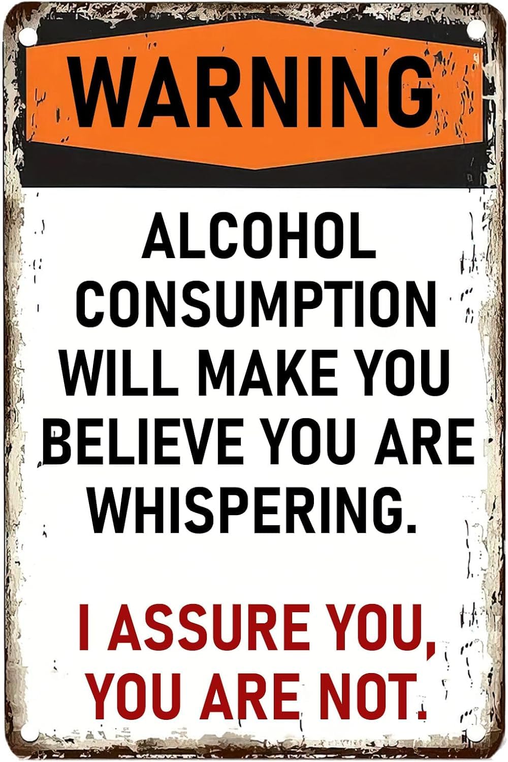SMAZDFXX Warning Alcohol Consumption Will Make You Believe Vintage Metal Tin Sign Wall Art, Retro Tin Poster Plaque for Home Bar Pub Restaurant Game Room Kitchen Decor 12"x16"