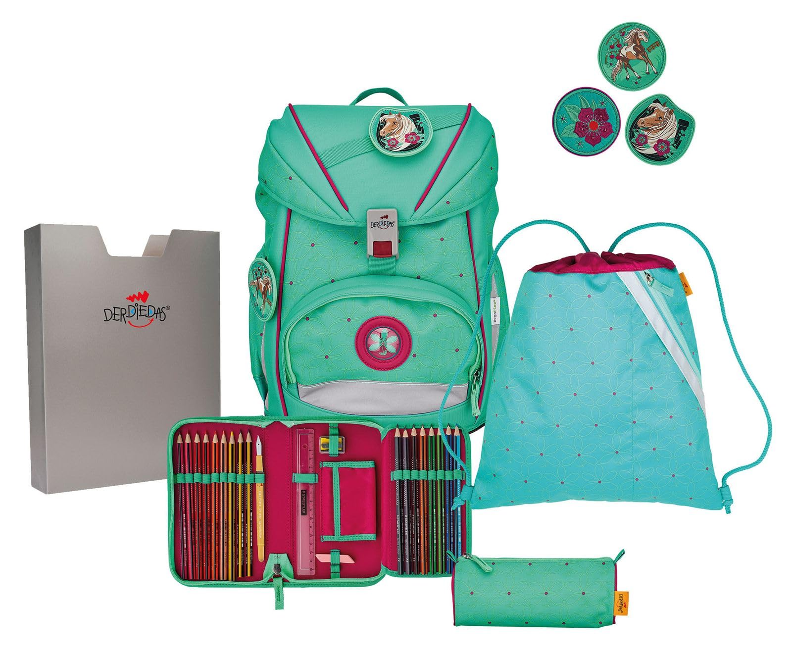 DerDieDas Schulrucksack Set 5-TLG. Ergoflex Peppermint Pony 2023