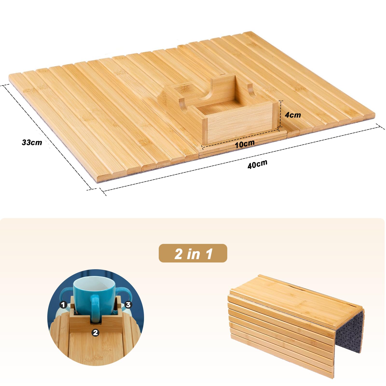 Tavolino Da Divano, Vassoio Da Divano, Posatazas Reposabrazos Sofa, Tabla Reposabrazos Sofa, Vassoio Appoggiabracci Antiscivolo Organizzatore, per Bevande, Cellulare, Telecomando, Snack