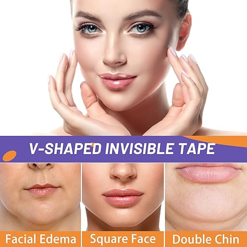 Miniatura 4 de Cinta de estiramiento facial, 40 unidades, cinta facial invisible con cuerdas de elevación, tiras de elevación facial