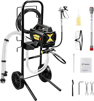 Stand Airless Paint Sprayer, 650W 2900PSI Heigh Efficiency Thinning-Free Electric Paint Sprayer with Extension Rod & Tip Sets for Home Interior, House Exterior, DIY Painting Projects.