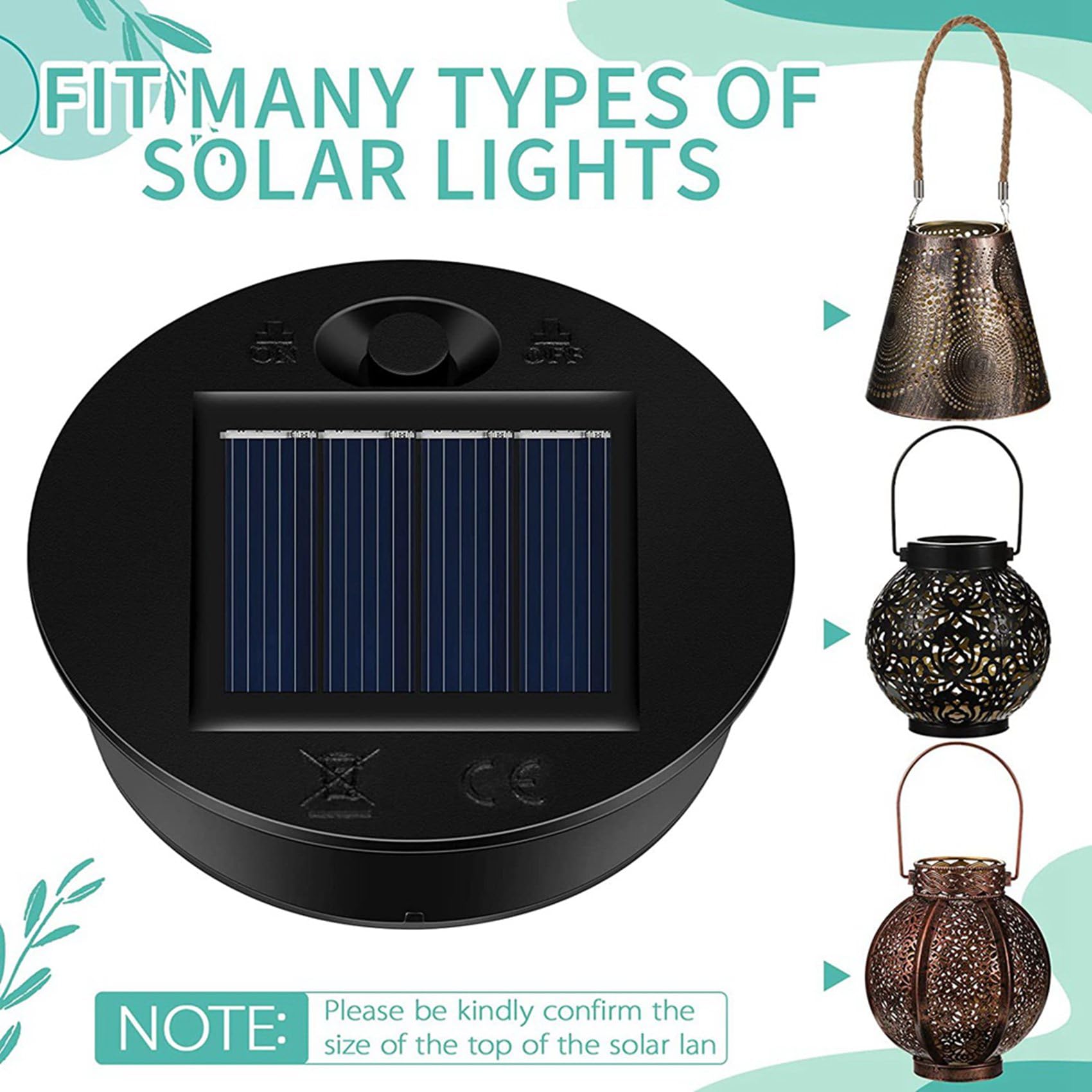 ISTOVO 48Er-Pack -Solarlicht-Teile Solarlicht-Oberteile wasserdichte LED-Solarpanel-Laternen-Deckel-Licht im Freien