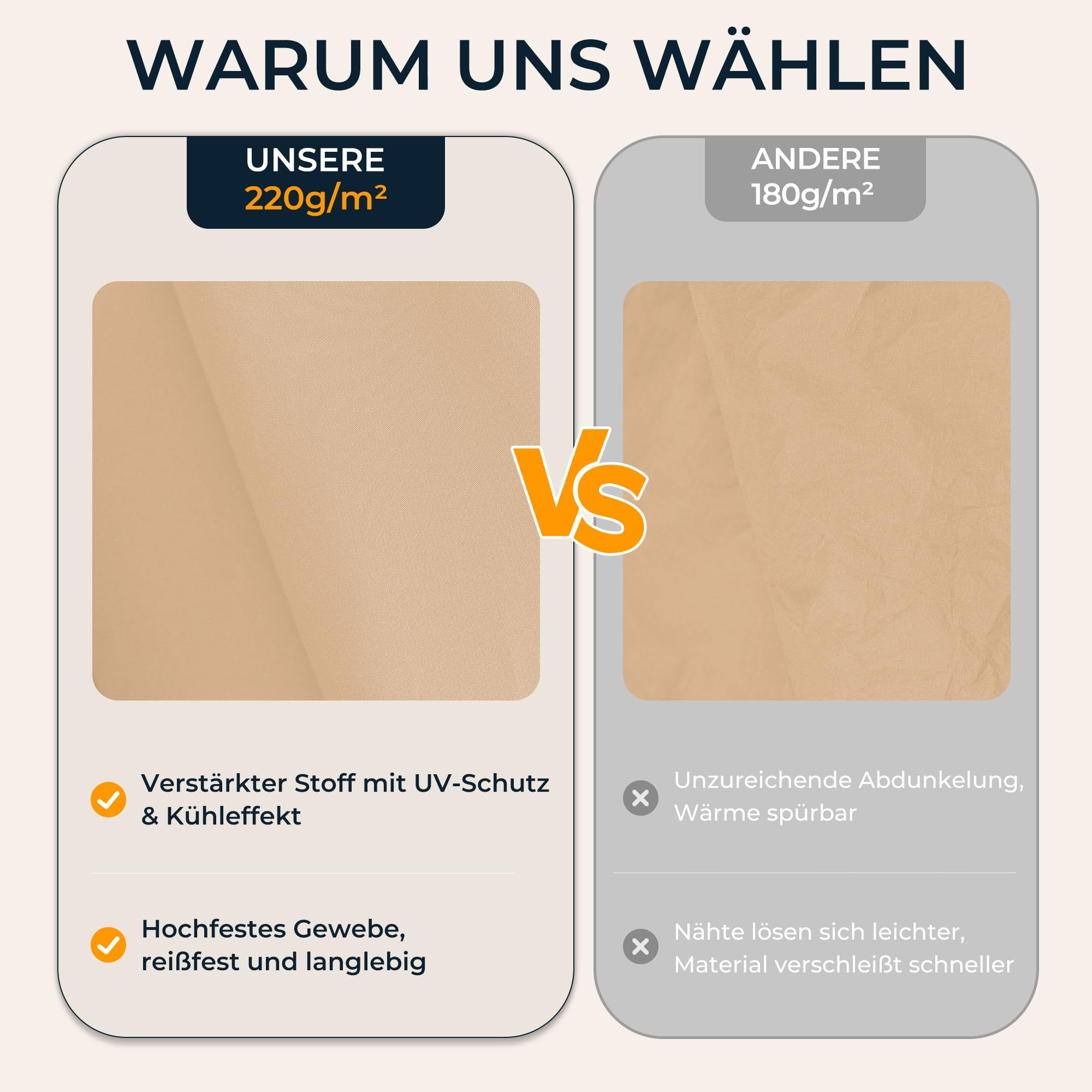 HOMEDEMO Klemmmarkise mit Einstellbare Handkurbel, Balkonmarkise ohne Bohren, Markise Sonnenschutz, UV-beständig & höhenverstellbar für Outdoor, Terrasse, Balkon, Garten, Khaki, 300 x 125-150 cm