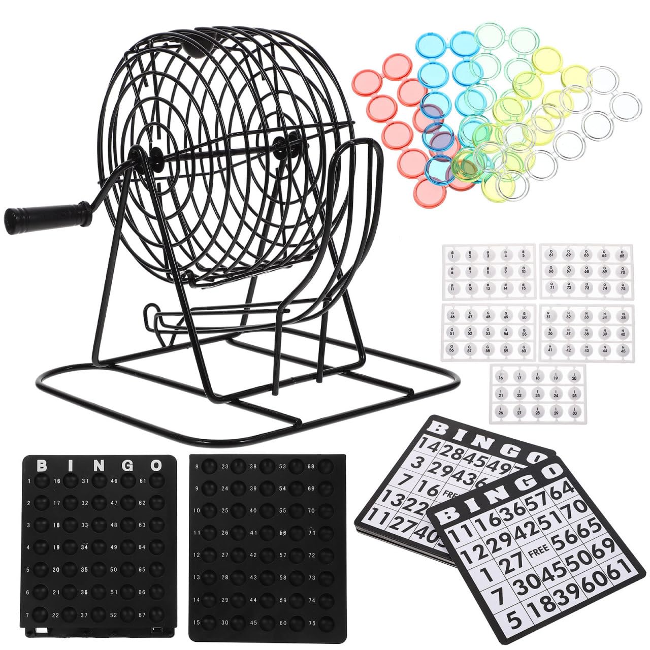 Machine à Bingo Manuelle en Fer Noire pour Jeu de Société