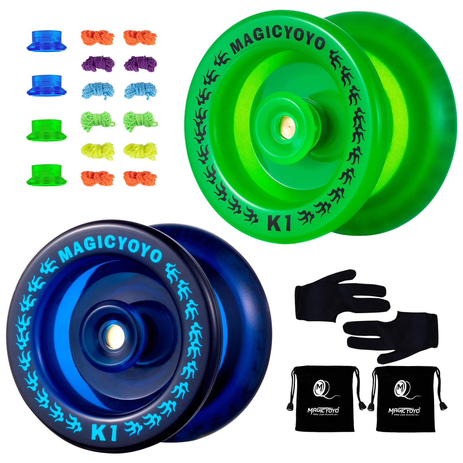 YOSTAR K1 Yoyos Pack of 2, Vaual Responsive Yoyo Master Pack, Tug-Return Trick Yoyo for Kids & Beginners