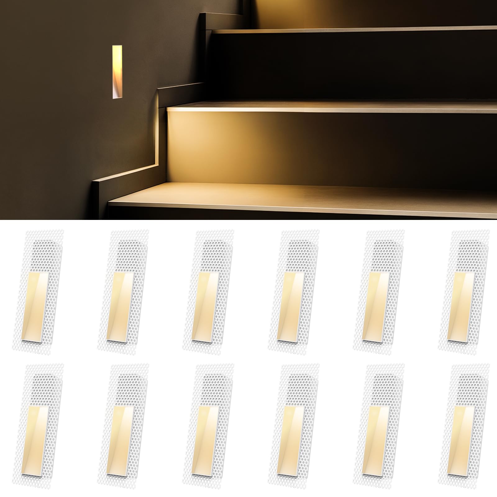 SCON 12-Pack Trimless Recessed Step Light, 2W 120V Hardwired Stair Light