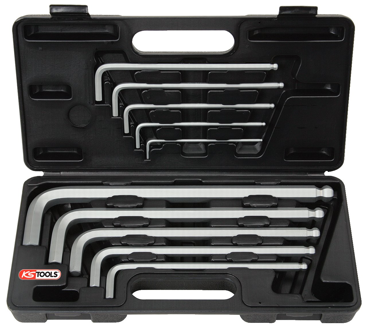 KS TOOLS 151.2150 Ball Ended Hexagon Key Wrench Set,Extra Long,10 pcs, one Size, Clear