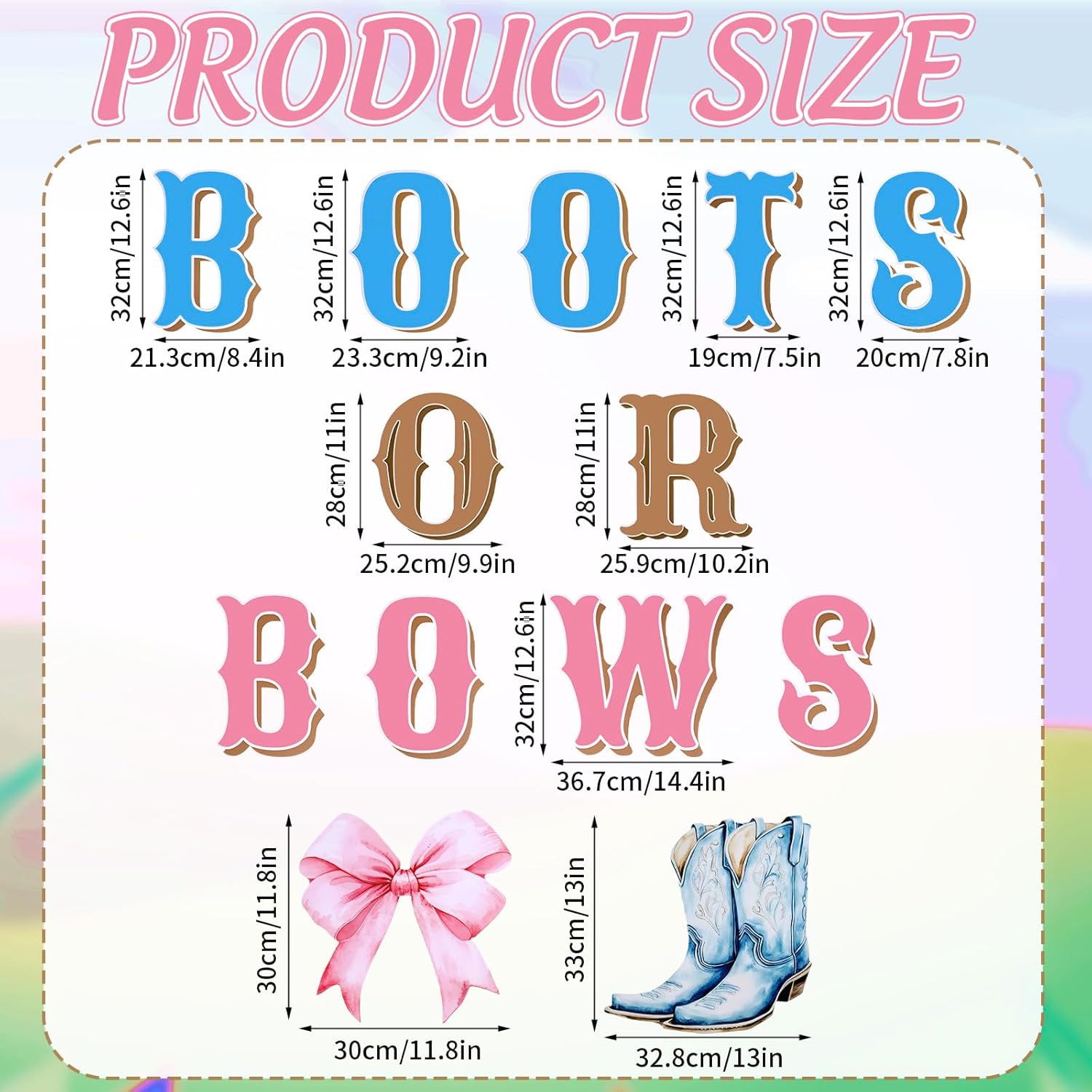 Whaline 13 Pcs Gender Reveal Party Decorations Baby Shower Yard Signs with Stakes Boots or Bows Gender Reveal Ideals Lawn Signs for Indoor Outdoor Garden Party Supplies Decor