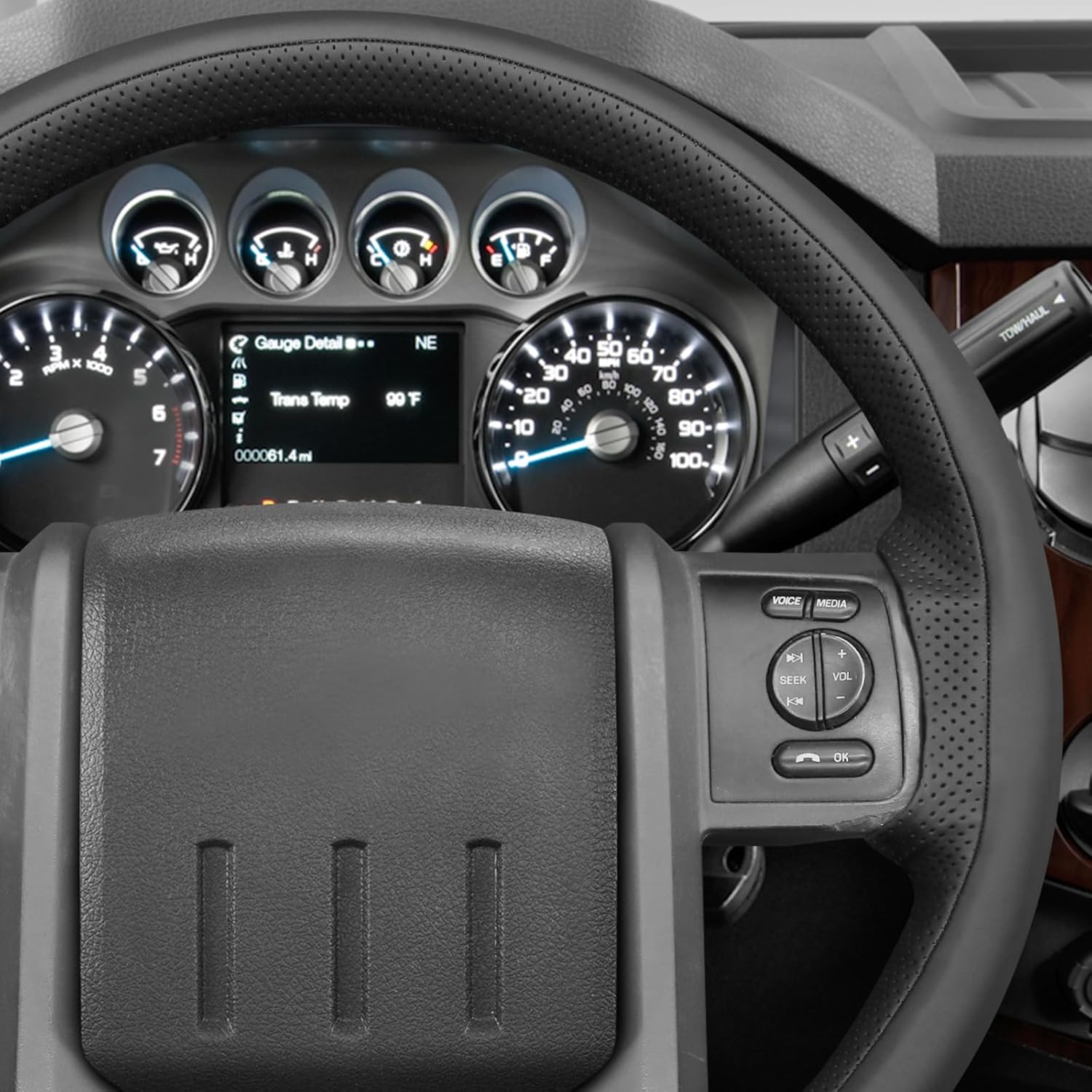 MEWANT DIY Stitching 3D Style Steering Wheel Cover Wrap for Ford F-250 F-350 F450 F550 XL 2008-2016/Expedition 2007-2014 Steering Wheel Accessories for Ford F-250 F-350